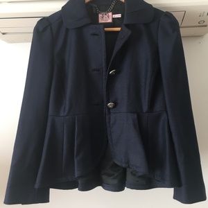 Juicy Coutour navy blazer cropped puff shoulder